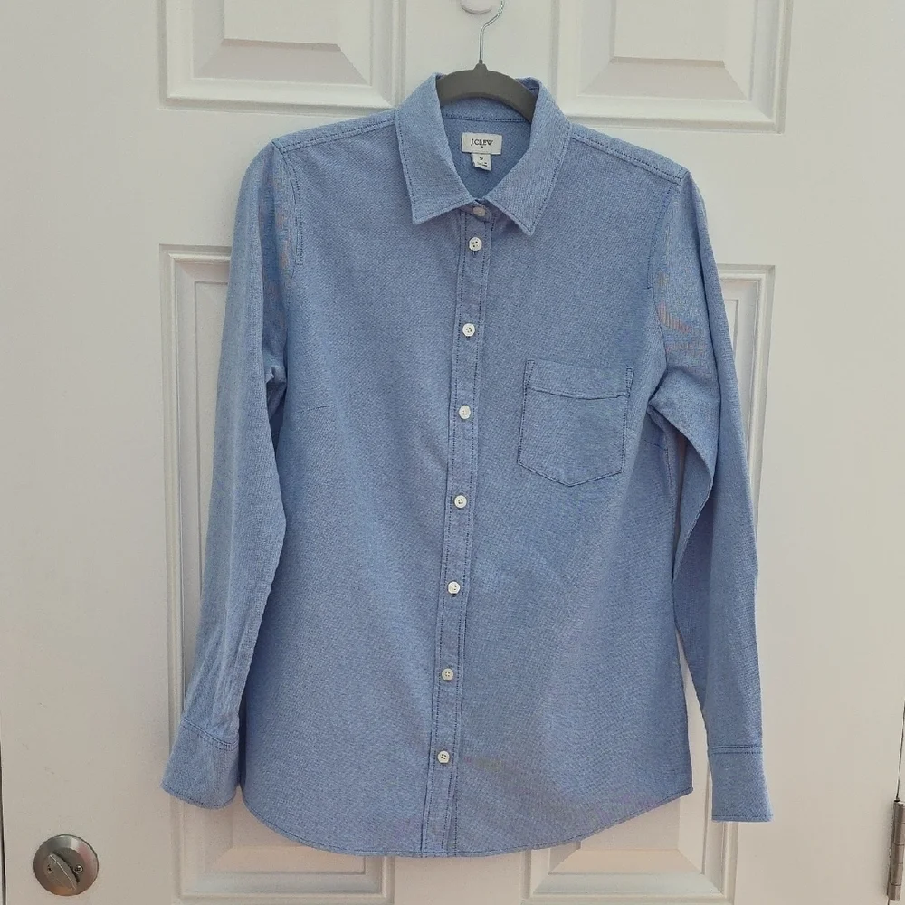 J. Crew Blue Cotton Blouse. Size Small